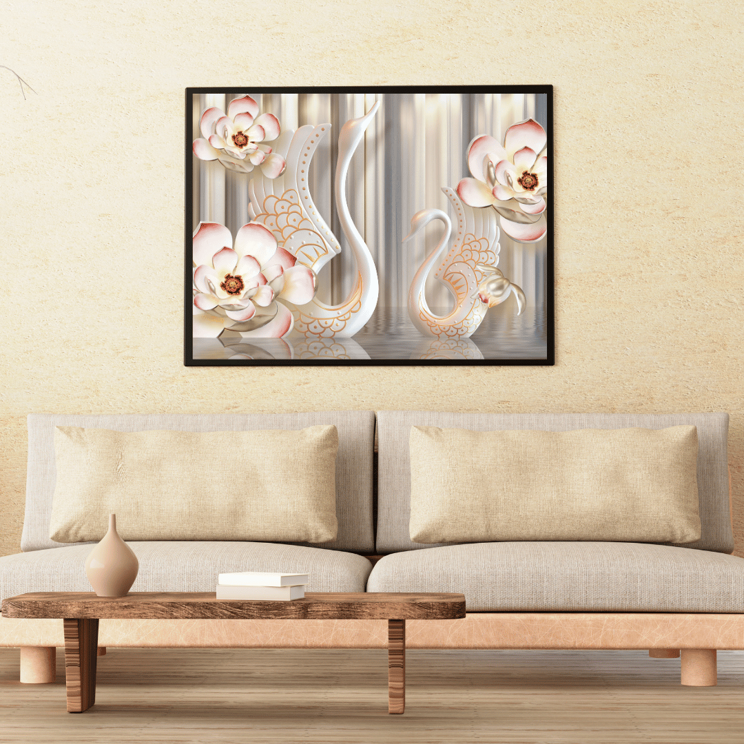 Eternal Grace of Swans & Blossoms HD Acrylic Photo Print