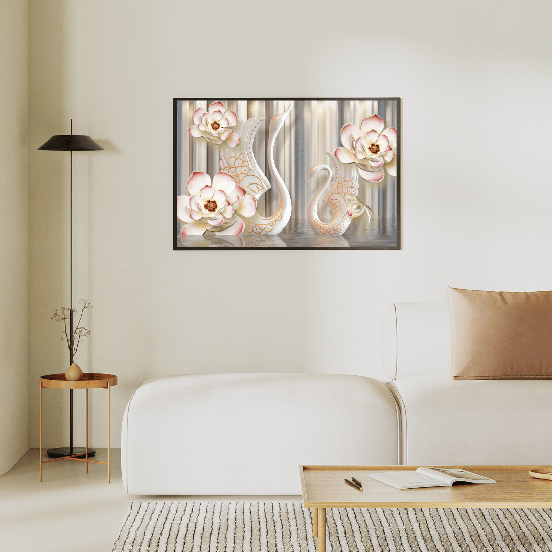 Eternal Grace of Swans & Blossoms HD Acrylic Photo Print