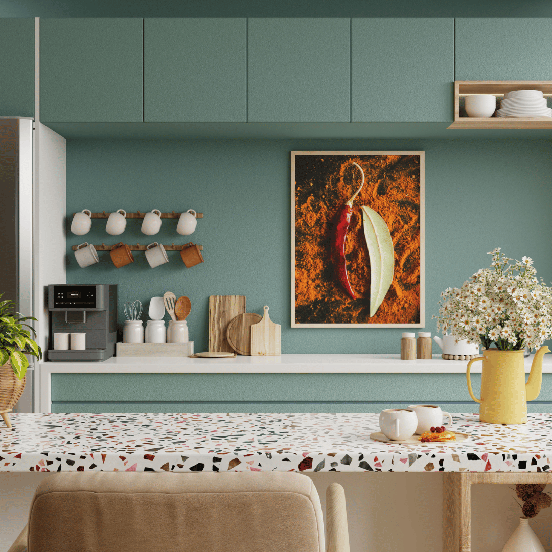 Fiery Balance: Chili & Bay Leaf Spice Art Print