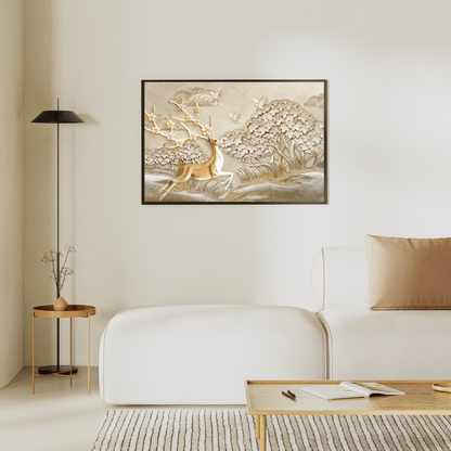 Golden Grace: Floral Antler Deer in Dreamscape HD Acrylic Photo Print