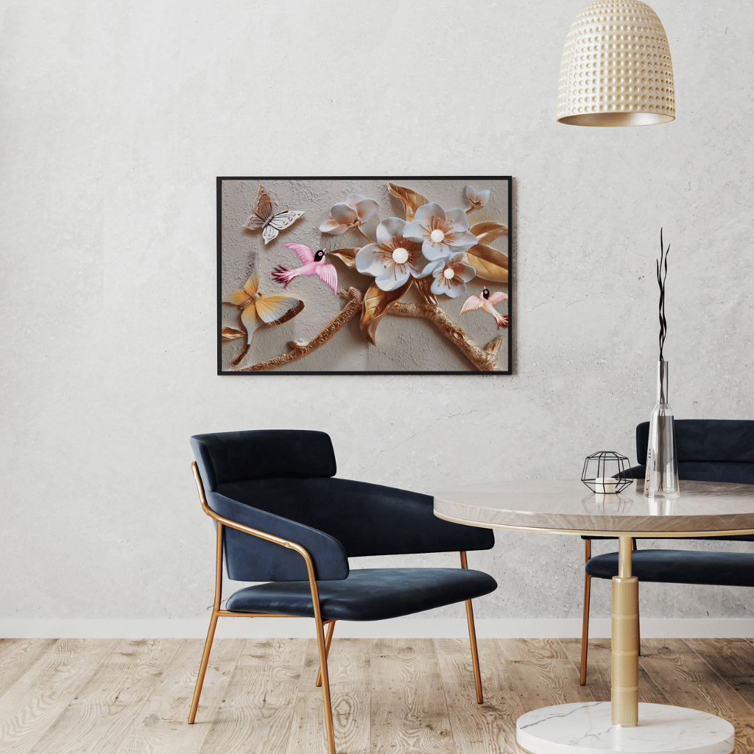 Whispers of Spring: Birds & Blossoms 3D Art HD Acrylic Photo Print