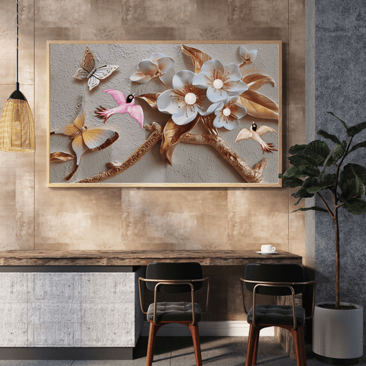 Whispers of Spring: Birds & Blossoms 3D Art HD Acrylic Photo Print