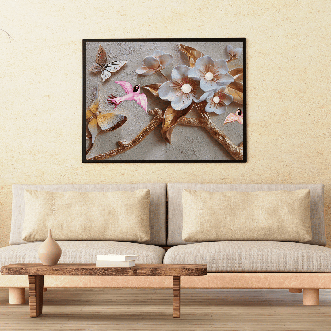 Whispers of Spring: Birds & Blossoms 3D Art HD Acrylic Photo Print