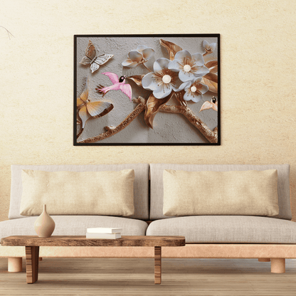 Whispers of Spring: Birds & Blossoms 3D Art HD Acrylic Photo Print