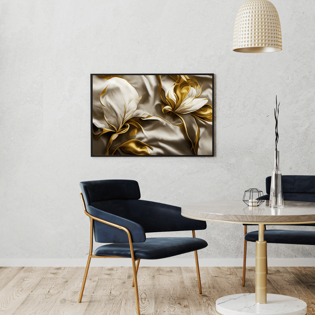 Golden Bloom Elegance 3D Abstract HD Acrylic Photo Print