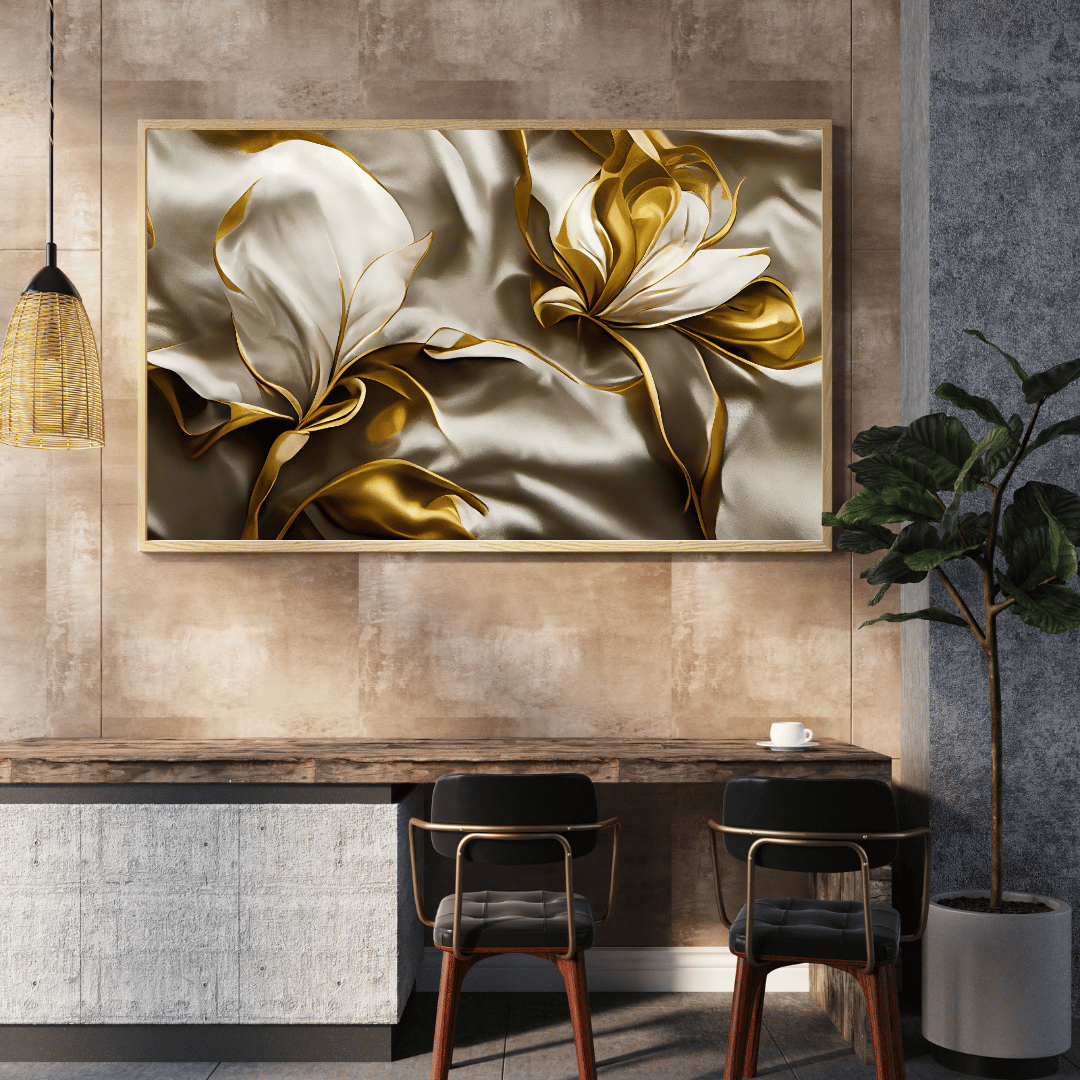 Golden Bloom Elegance 3D Abstract HD Acrylic Photo Print