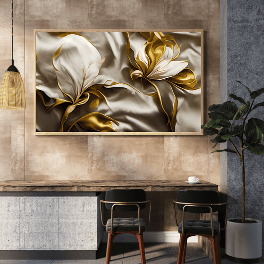 Golden Bloom Elegance 3D Abstract HD Acrylic Photo Print