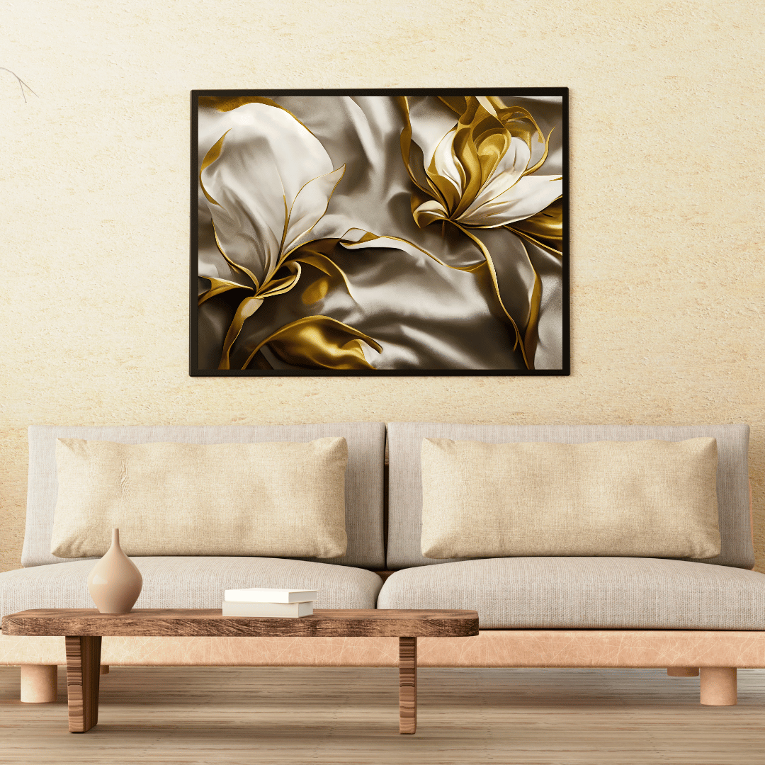 Golden Bloom Elegance 3D Abstract HD Acrylic Photo Print