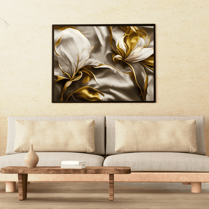 Golden Bloom Elegance 3D Abstract HD Acrylic Photo Print