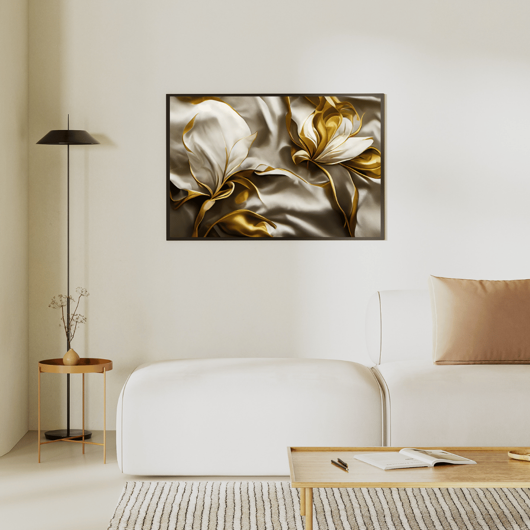 Golden Bloom Elegance 3D Abstract HD Acrylic Photo Print