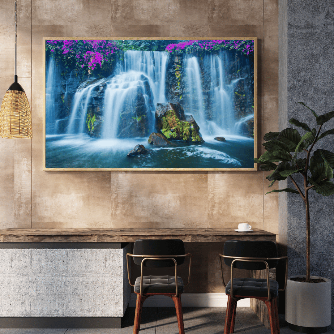 Floral Cascade: Enchanted Waterfall Garden Acrylic Print