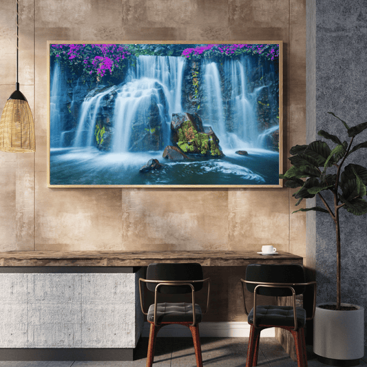 Floral Cascade: Enchanted Waterfall Garden Acrylic Print