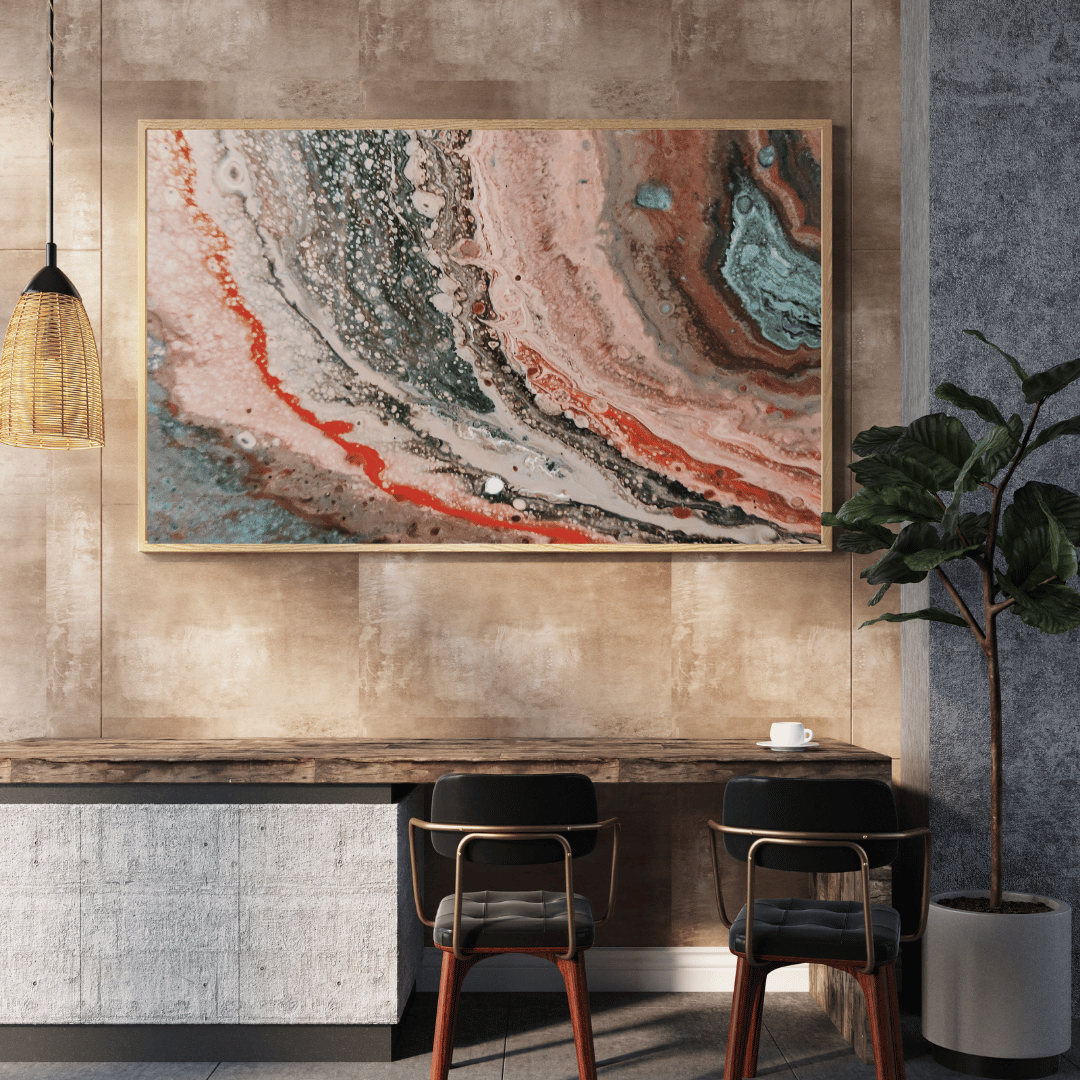 Crimson Currents Abstract Art HD Acrylic Photo Print