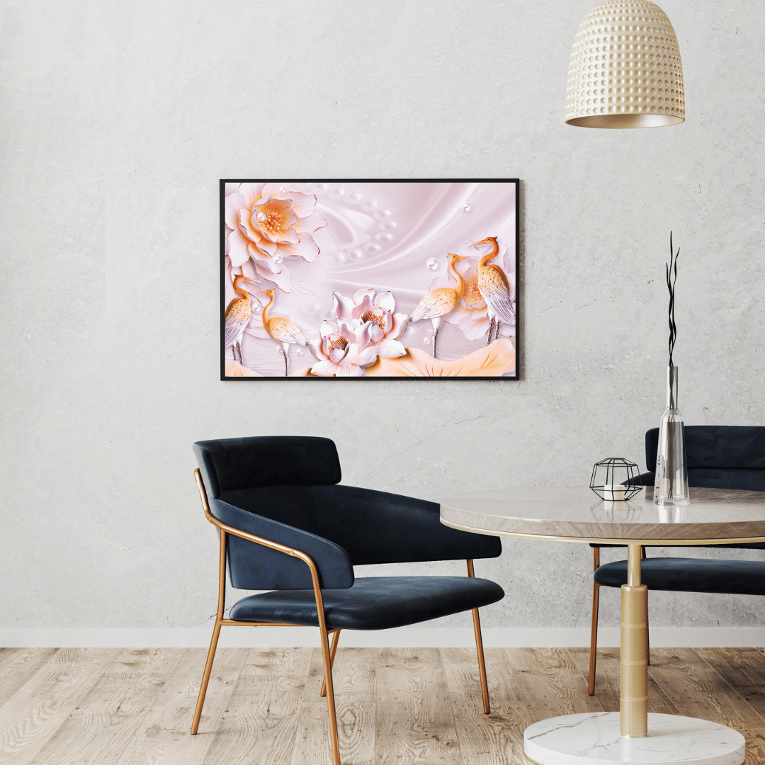 Pearl Serenity with Cranes & Blossoms HD Acrylic Photo Print