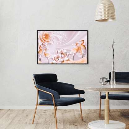 Pearl Serenity with Cranes & Blossoms HD Acrylic Photo Print