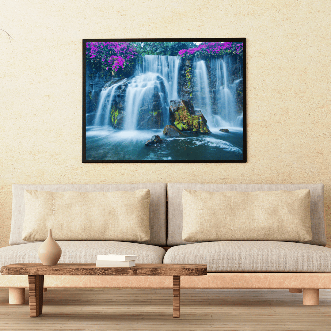 Floral Cascade: Enchanted Waterfall Garden Acrylic Print