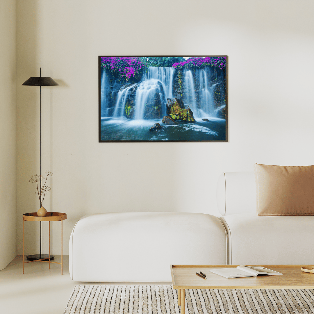 Floral Cascade: Enchanted Waterfall Garden Acrylic Print