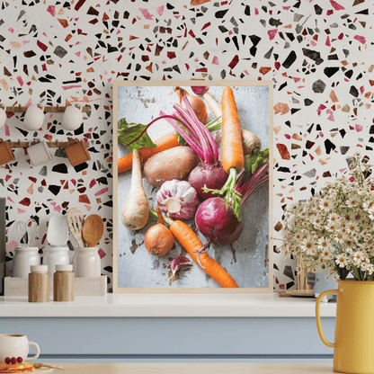 Rustic Roots: Vibrant Harvest Vegetable Art Print