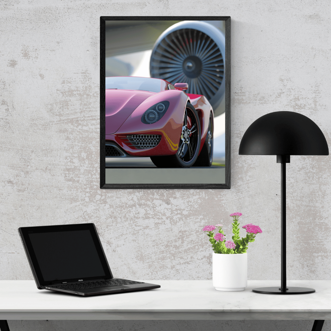 Jetset Dreams: Supercar Meets Jet Engine Acrylic Print