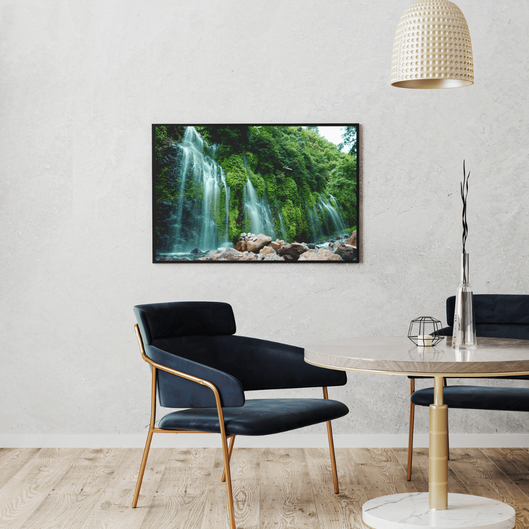 Verdant Veil: Lush Green Waterfalls Acrylic Wall Art