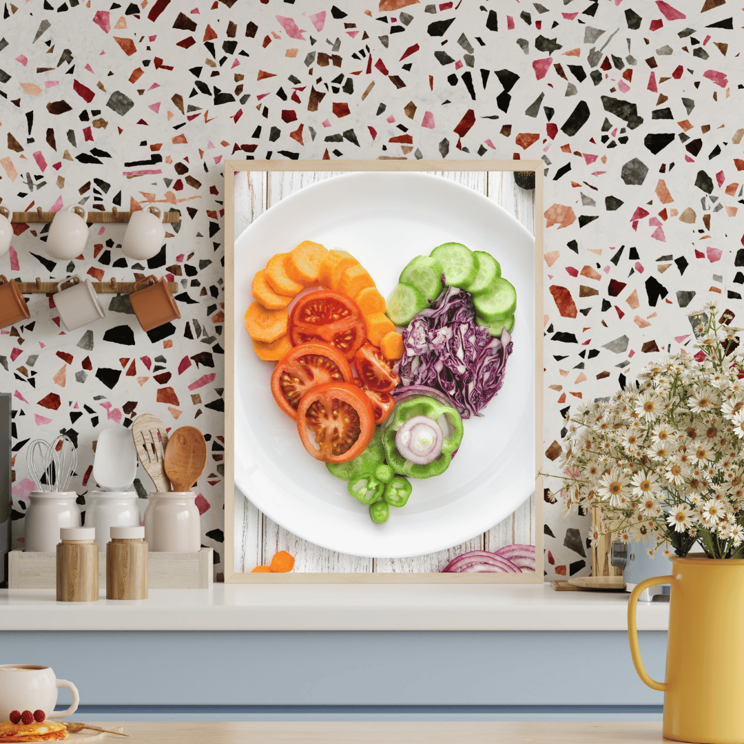 Veggie Love: A Heartful Plate of Freshness Acrylic Print