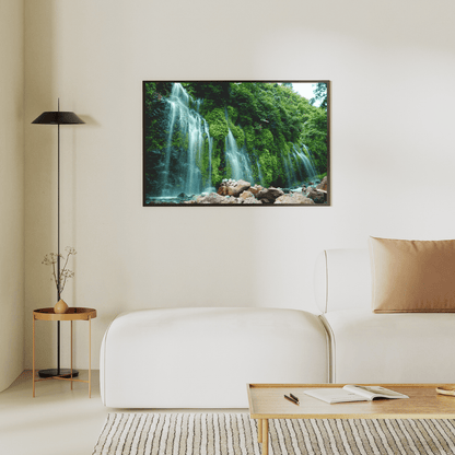 Verdant Veil: Lush Green Waterfalls Acrylic Wall Art
