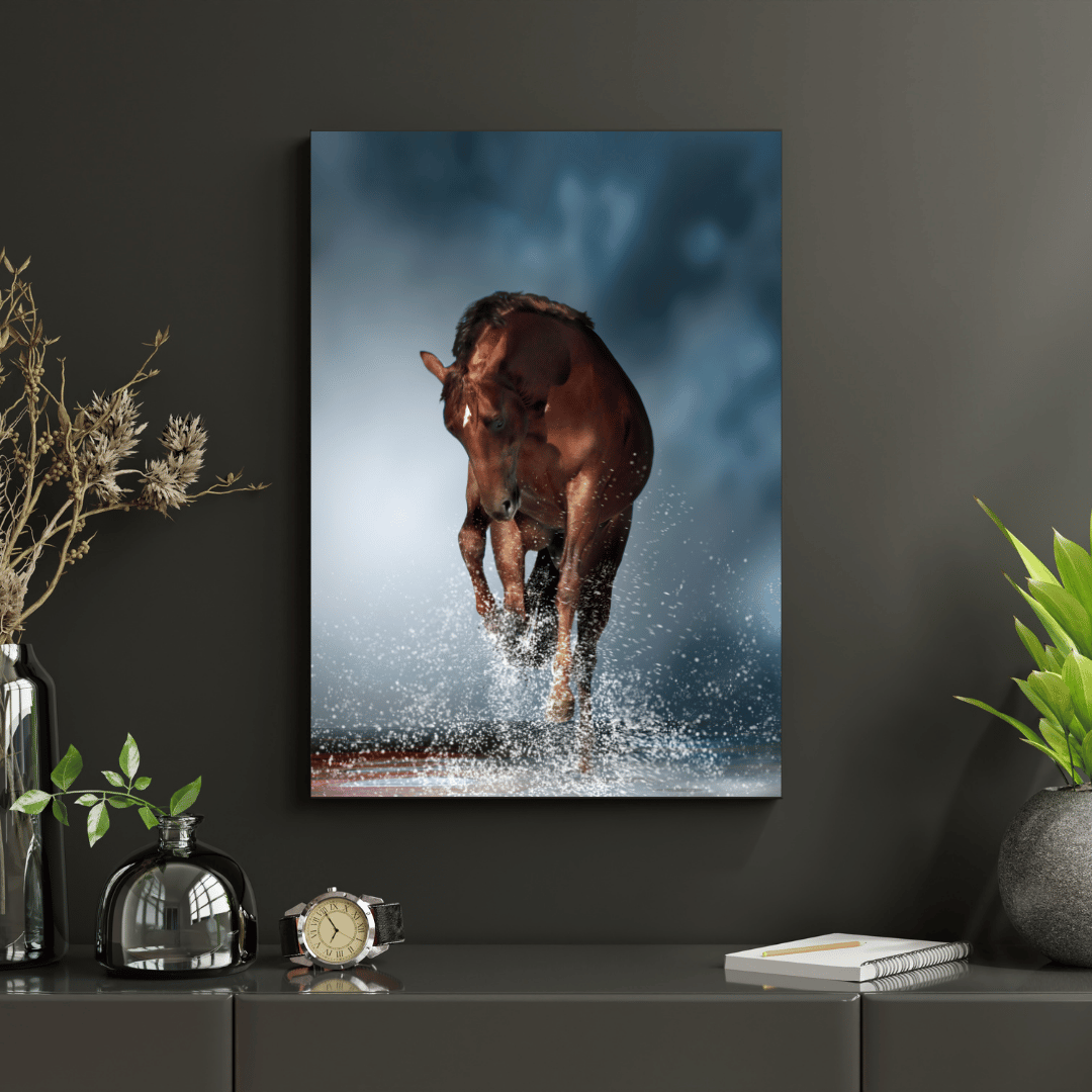 Storm Stride: Majestic Brown Horse HD Acrylic Photo Print