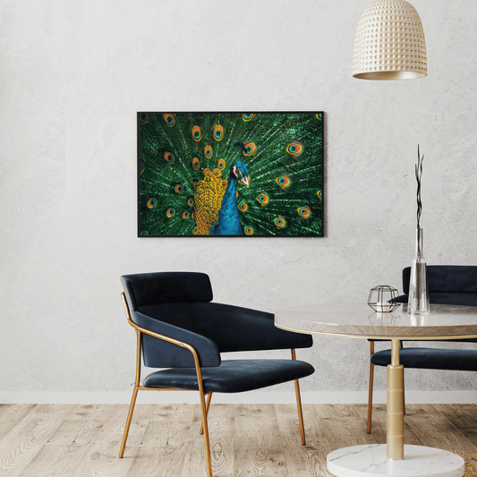 Majestic Bloom: Vibrant Peacock Glory HD Acrylic Photo Print