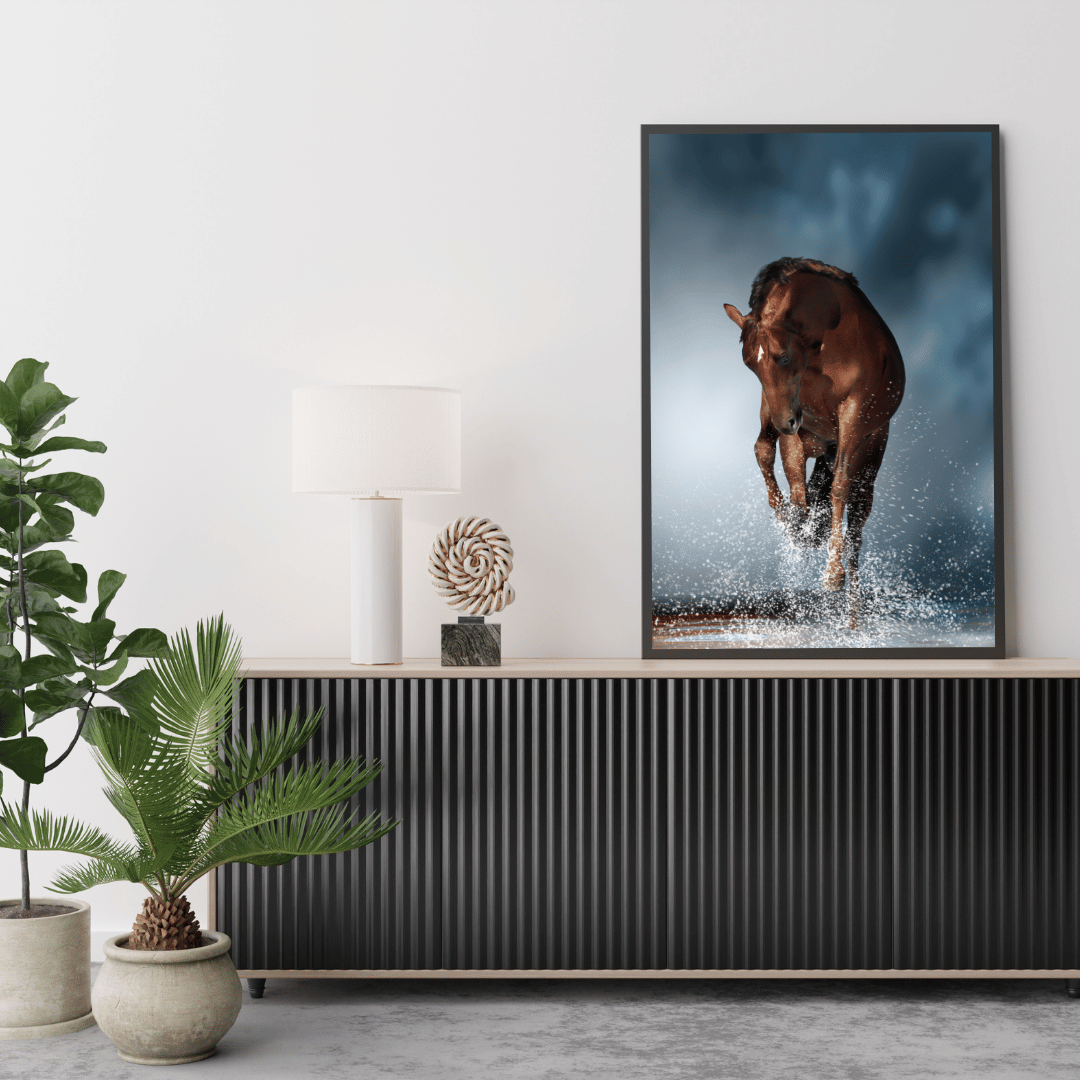 Storm Stride: Majestic Brown Horse HD Acrylic Photo Print