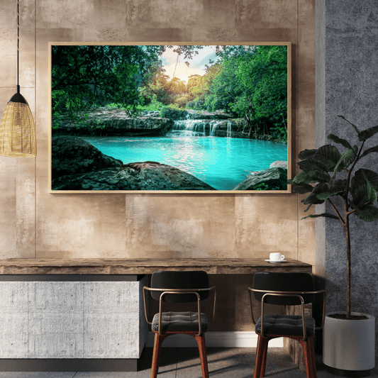 Turquoise Tranquility: Hidden Forest Lagoon Acrylic Print