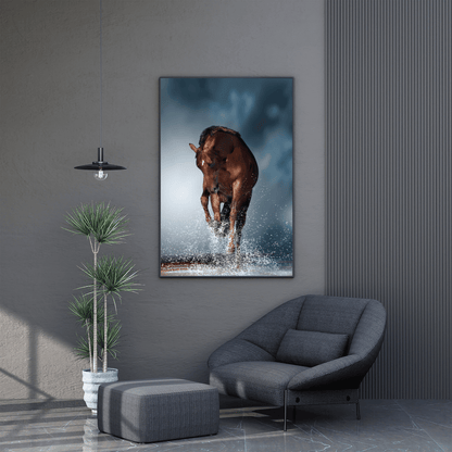 Storm Stride: Majestic Brown Horse HD Acrylic Photo Print