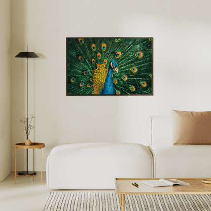 Majestic Bloom: Vibrant Peacock Glory HD Acrylic Photo Print