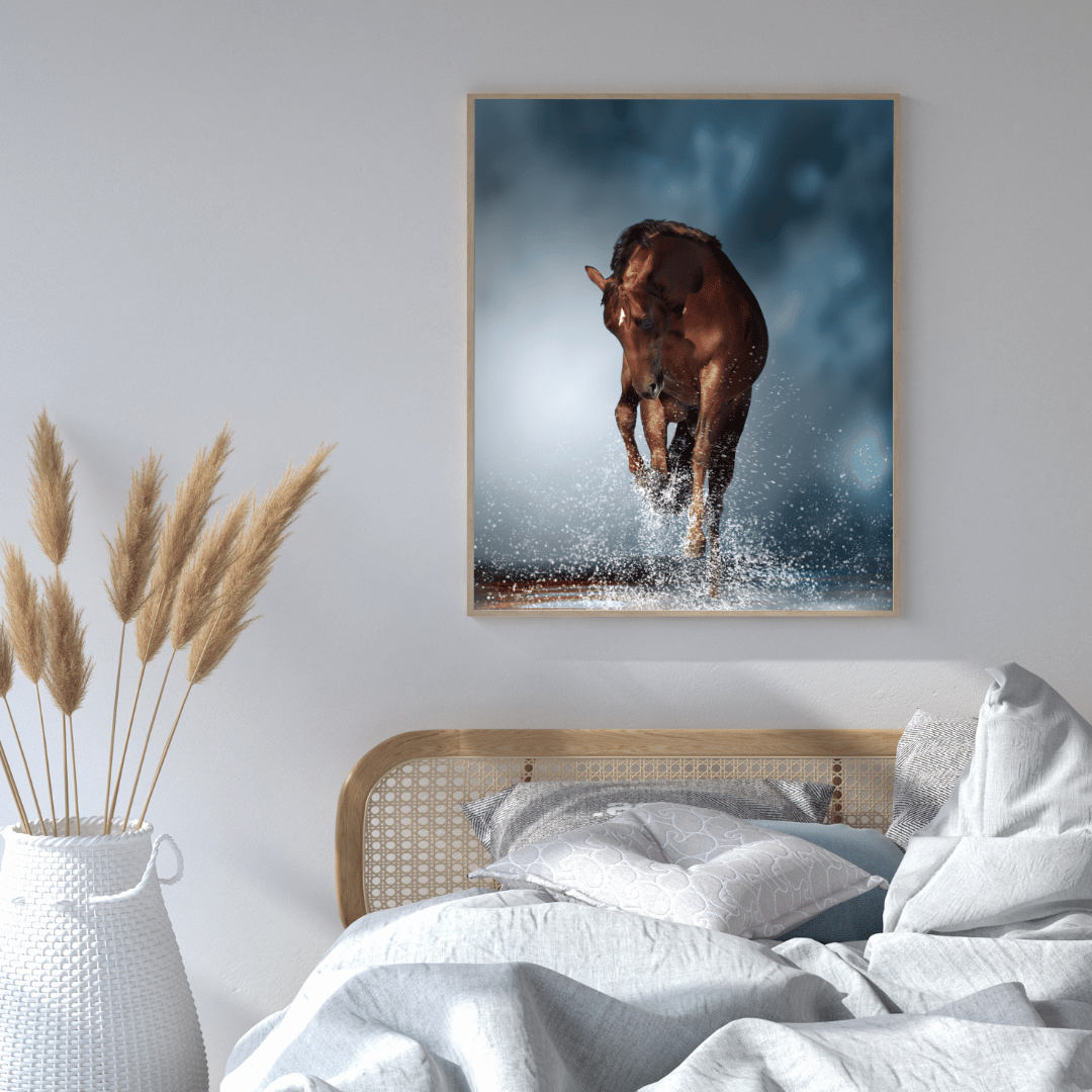 Storm Stride: Majestic Brown Horse HD Acrylic Photo Print