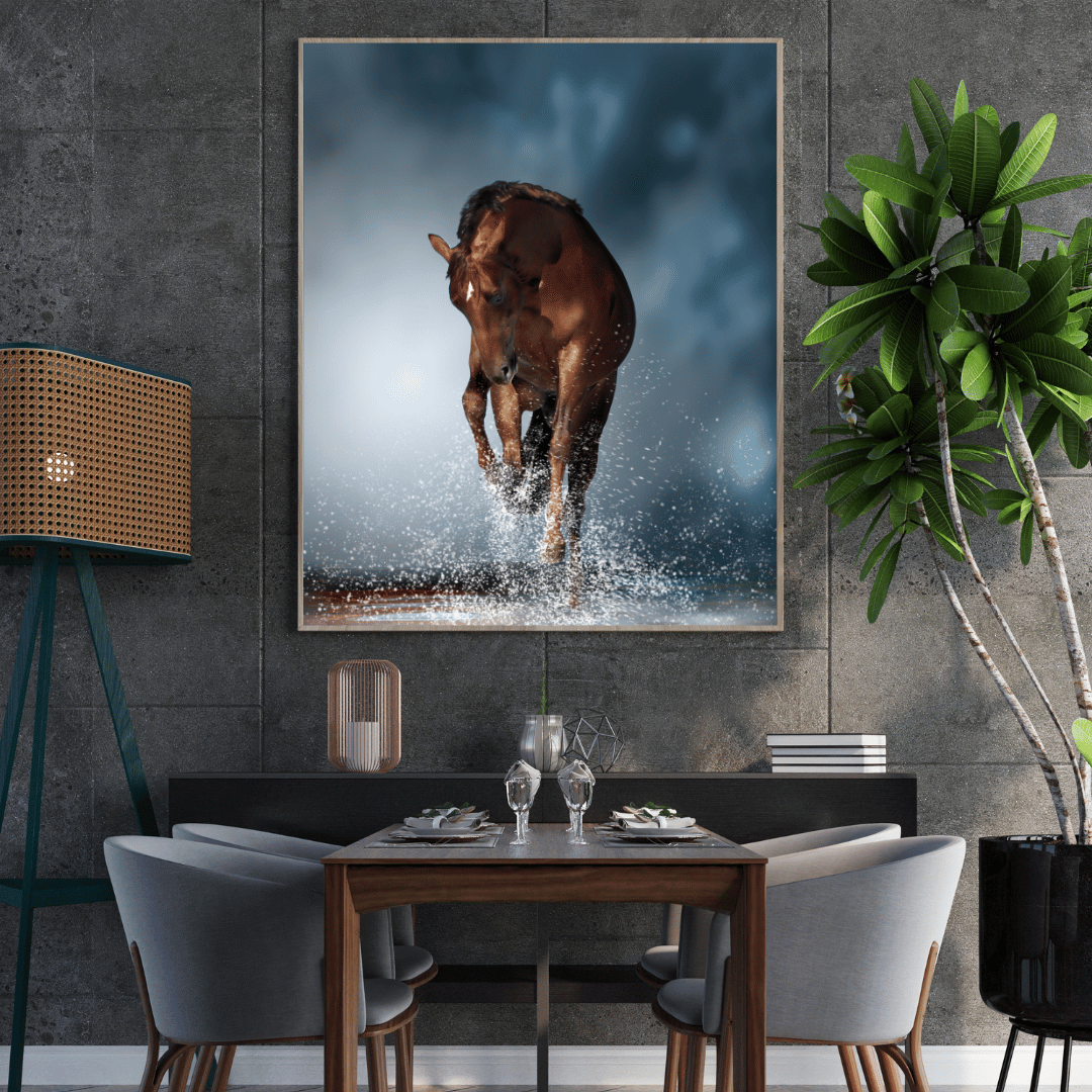 Storm Stride: Majestic Brown Horse HD Acrylic Photo Print