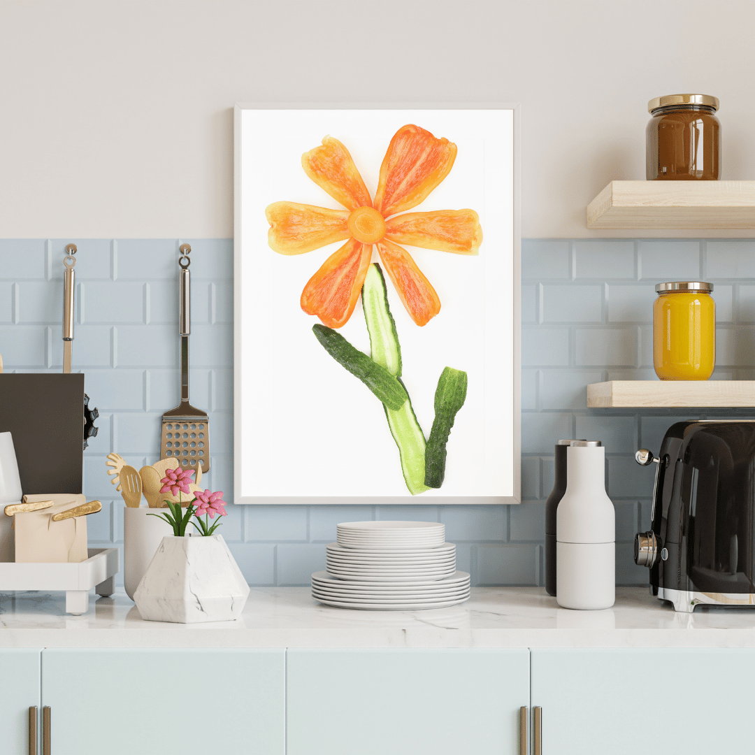 Veggie Bloom: Bell Pepper & Cucumber Flower Art Print