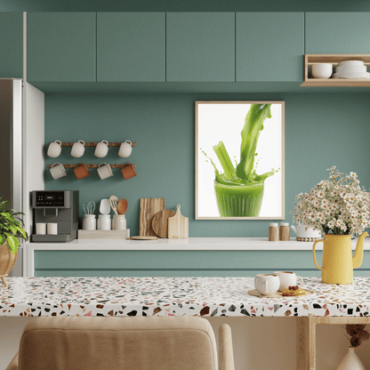 Green Energy Splash: Celery Juice Burst HD Acrylic Wall Art