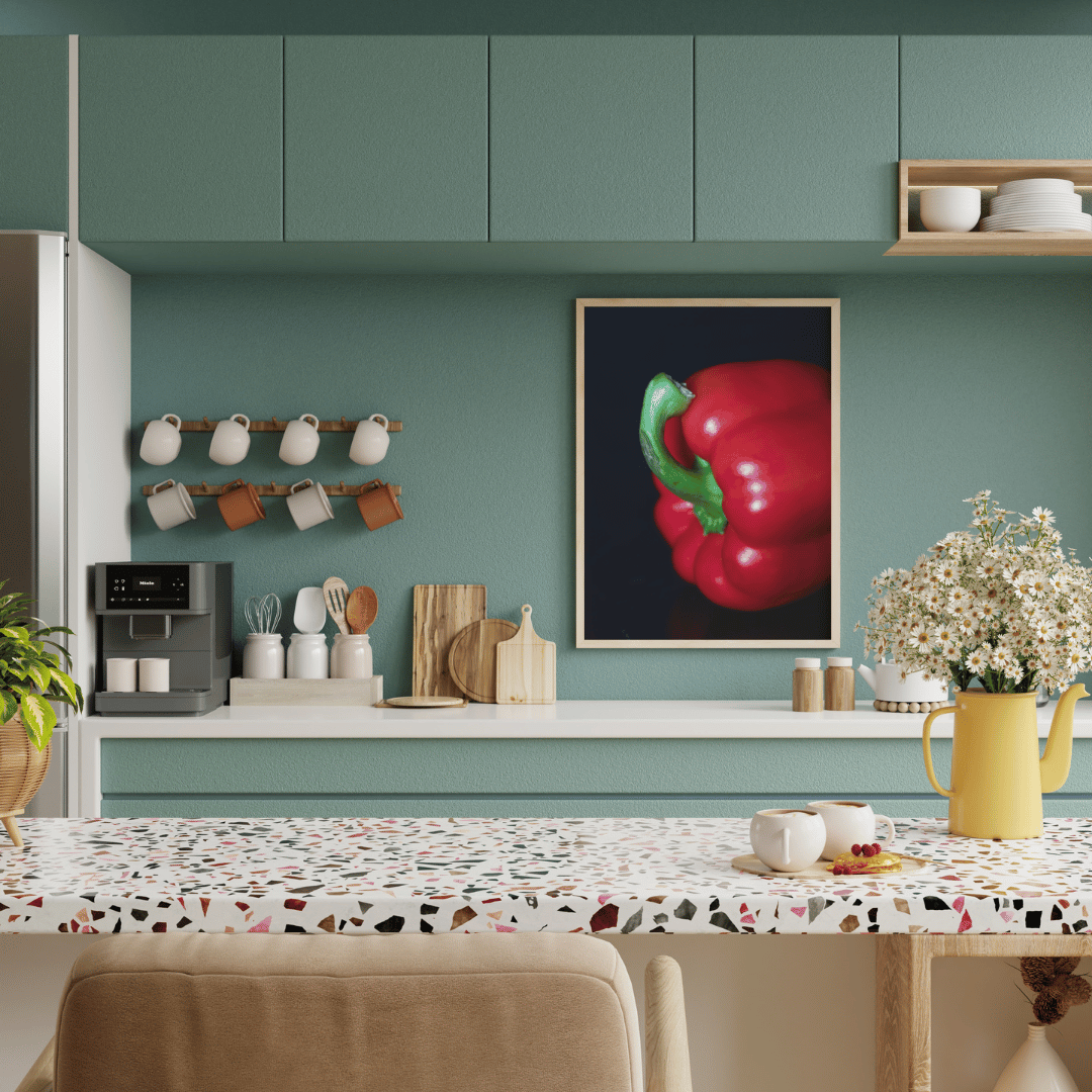 Crimson Crunch: Red Bell Pepper Close-Up HD Acrylic Wall Art