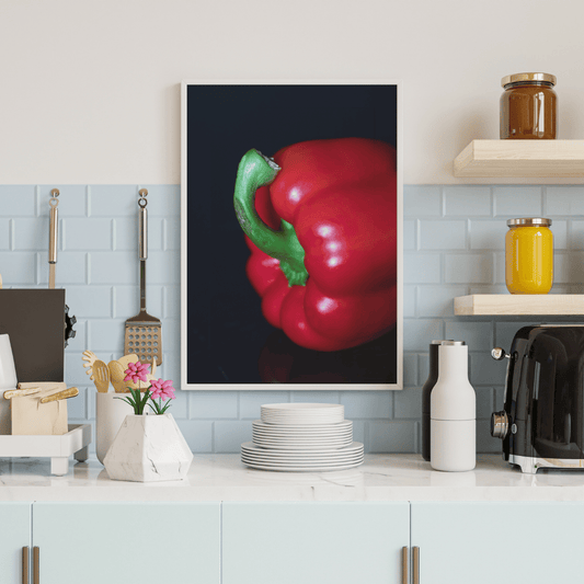 Crimson Crunch: Red Bell Pepper Close-Up HD Acrylic Wall Art