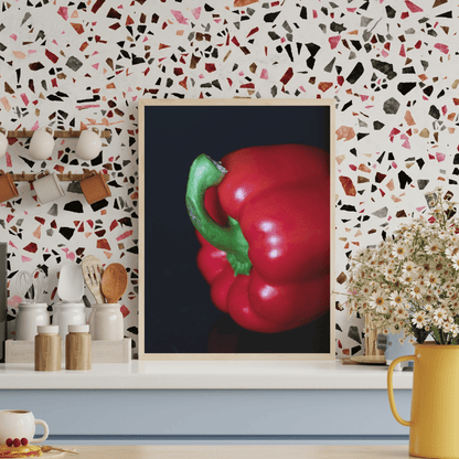 Crimson Crunch: Red Bell Pepper Close-Up HD Acrylic Wall Art
