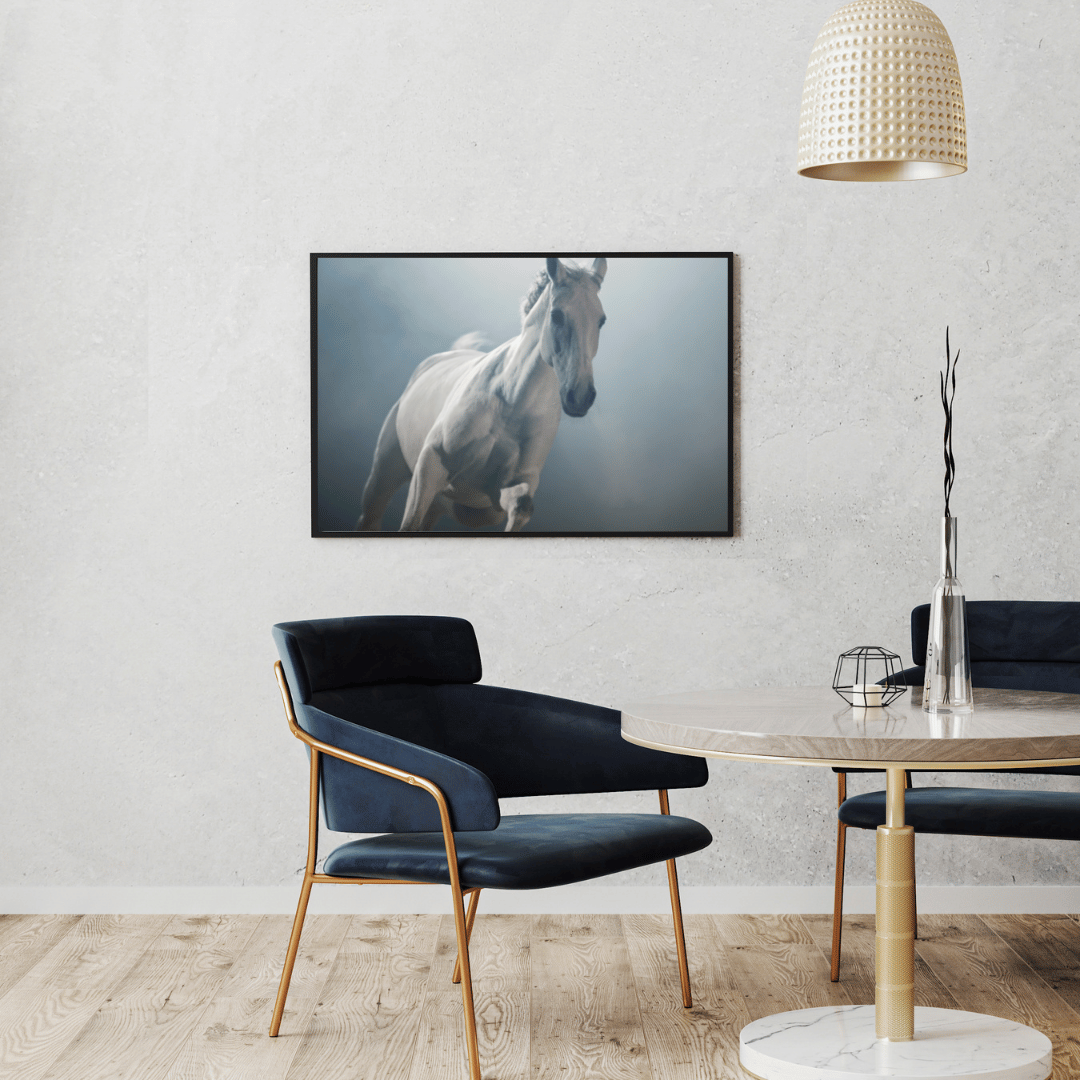 Phantom Gallop: Ethereal White Horse HD Acrylic Photo Print