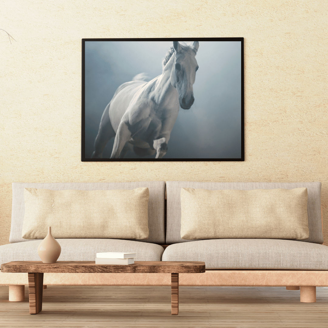 Phantom Gallop: Ethereal White Horse HD Acrylic Photo Print