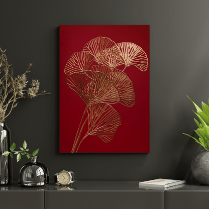 Golden Ginkgo Leaves Abstract Art HD Acrylic Photo Print