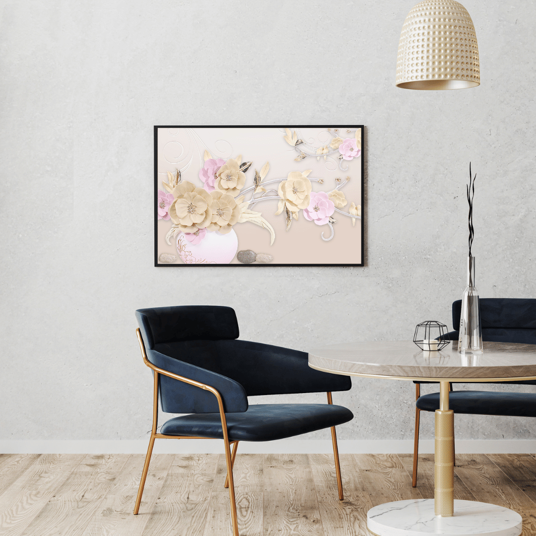 Golden Blossom Symphony 3D Floral Art HD Acrylic Photo Print