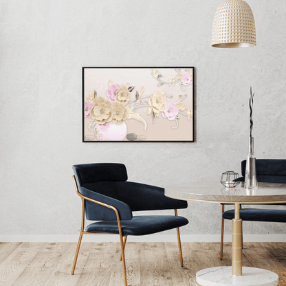 Golden Blossom Symphony 3D Floral Art HD Acrylic Photo Print