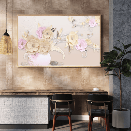 Golden Blossom Symphony 3D Floral Art HD Acrylic Photo Print