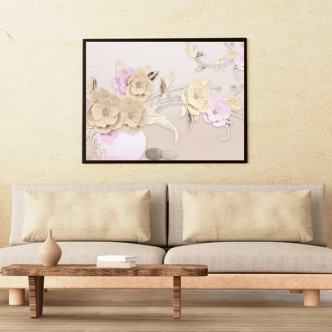 Golden Blossom Symphony 3D Floral Art HD Acrylic Photo Print