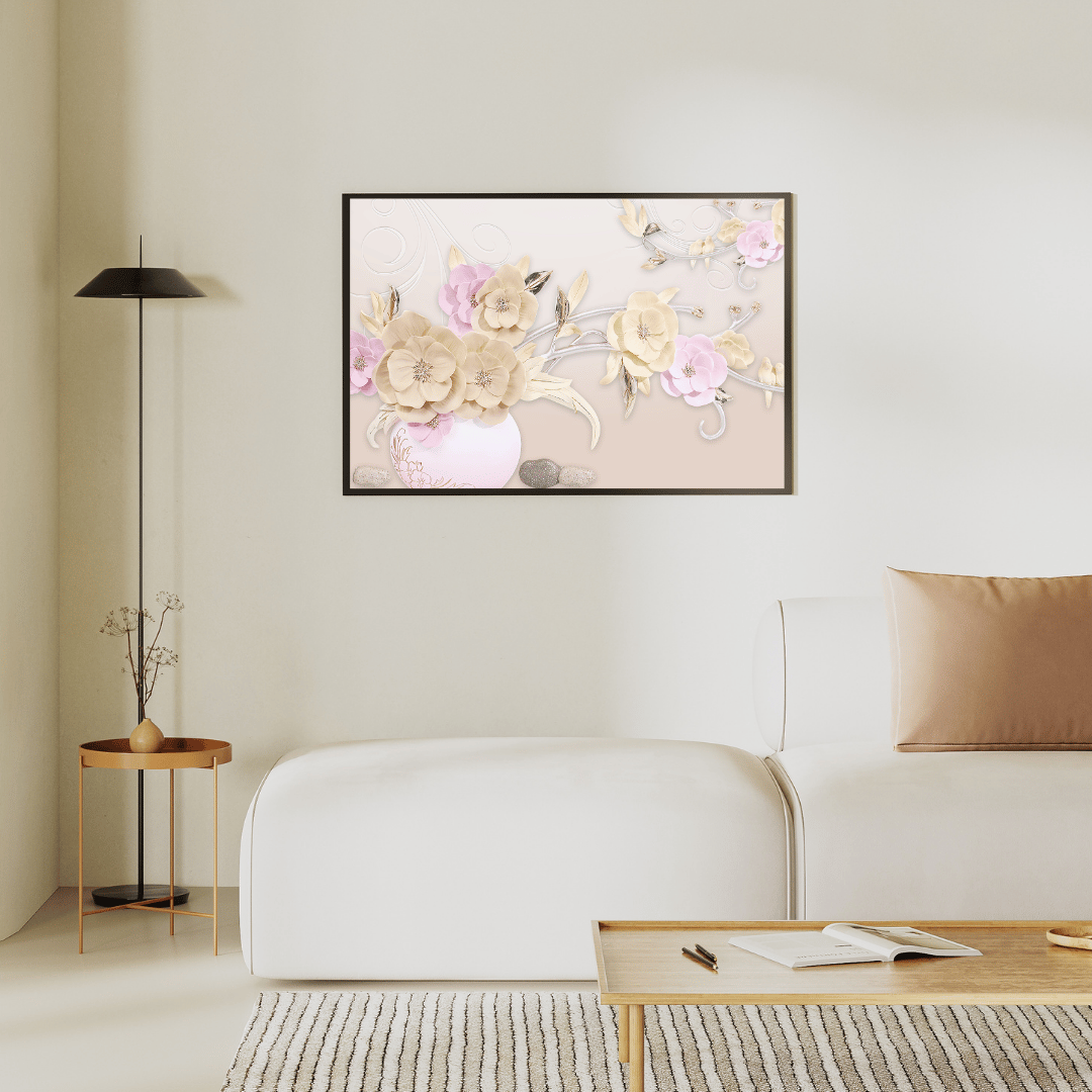 Golden Blossom Symphony 3D Floral Art HD Acrylic Photo Print