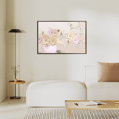 Golden Blossom Symphony 3D Floral Art HD Acrylic Photo Print