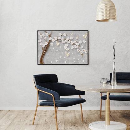 Cherry Blossom Serenity 3D Floral with Doves HD Acrylic Photo Print