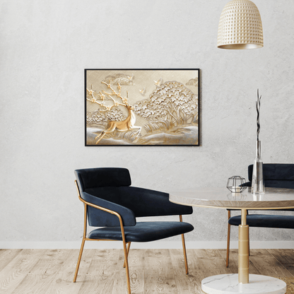 Golden Grace: Floral Antler Deer in Dreamscape HD Acrylic Photo Print